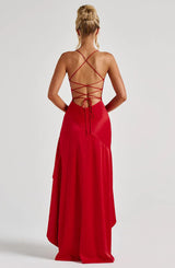 Women's Maxi Dress Spaghetti Strap High Slit – Wedding Guest Party