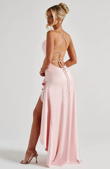 Women's Maxi Dress Spaghetti Strap High Slit – Wedding Guest Party