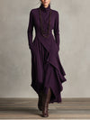 Women's Maxi Dress Turtleneck Long Sleeve Wrap Front Asymmetric Hem – Dinner Party