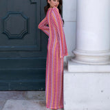 Women's Maxi Dress V Neck Long Sleeve Front Slit – Beach Vacation