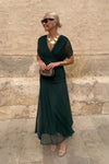 Women's Maxi Dress V-Neck Ruched Off Shoulder – Wedding Guest