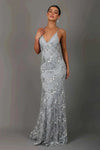 Women’s Maxi Dress V Neck Sequin Crisscross Back – Black Tie Affairs