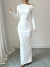 Women's Maxi Evening Cocktail Dress One Shoulder Long Sleeve – Formal Dinner