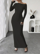 Women's Maxi Evening Cocktail Dress One Shoulder Long Sleeve – Formal Dinner