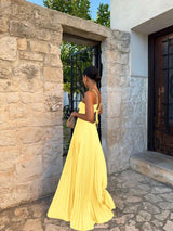 Women's Maxi Wedding Guest Dress Pleated Cut Out Halter Neck – Formal Occasions