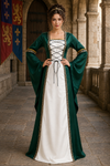 Women's Medieval Court Dress Costume Lace-Up Bell Sleeve – Halloween Masquerade
