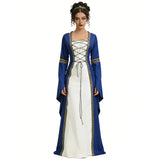 Women's Medieval Court Dress Costume Lace-Up Bell Sleeve – Halloween Masquerade