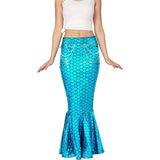 Women's Mermaid Maxi Skirt Costume Scale Print Flared Hem – Halloween Lagoon Party