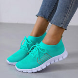 Women's Mesh Knit Sneakers Lace Up Thick Sole – Everyday Sport Style