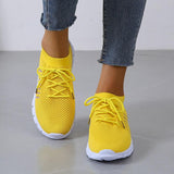 Women's Mesh Knit Sneakers Lace Up Thick Sole – Everyday Sport Style