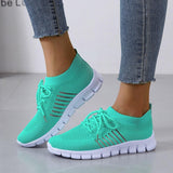 Women's Mesh Knit Sneakers Lace Up Thick Sole – Everyday Sport Style