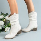 Women's Mid-Calf Boots Slouch Shaft Round Toe Block Heel – Weekend Market Trips
