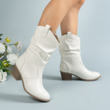 Women's Mid-Calf Boots Slouch Shaft Round Toe Block Heel – Weekend Market Trips