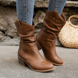 Women's Mid-Calf Boots Slouch Shaft Round Toe Block Heel – Weekend Market Trips