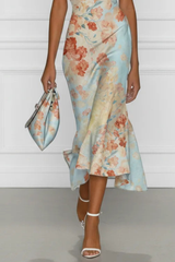 Women's Midi Dress Floral Off Shoulder Draped Neckline – Garden Party