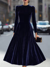 Women's Midi Dress High Neck Long Sleeve Puff Shoulder – Cocktail Party