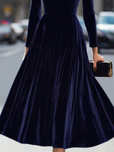 Women's Midi Dress High Neck Long Sleeve Puff Shoulder – Cocktail Party