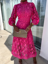Women's Midi Dress Long Sleeve High Neckline – Wedding Guest