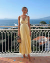 Women's Midi Dress Pleated Cut Out V Neck – Formal Evening