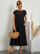 Women's Midi Dress Short Sleeve Round Neck – Garden Party