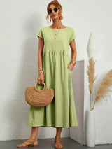 Women's Midi Dress Short Sleeve Round Neck – Garden Party