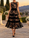 Women’s Midi Dress Wide Neckline Floral Detail Banded Skirt – Daytime Receptions