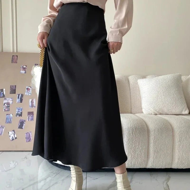 Women's Midi Skirt High Waist A Line – Casual Wear