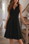 Women's Midi Summer Dress Eyelet V Neck Sleeveless – Beach Vacation