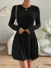 Women’s Mini Dress Crew Neck Long Sleeves Ribbed Panel Detail – Dinner Gatherings
