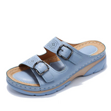 Women's Mule Sandals Open Toe Double Buckle Cutout Slip On – Weekend Casual Style