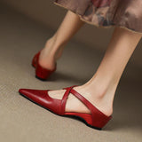 Women's Mule Shoes Pointed Toe Cross Strap Backless – Going Out