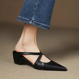 Women's Mule Shoes Pointed Toe Cross Strap Backless – Going Out