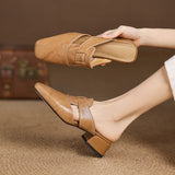Women's Mule Shoes Square Toe Block Heel Backless – Going Out