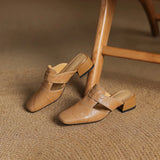 Women's Mule Shoes Square Toe Block Heel Backless – Going Out