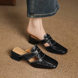 Women's Mule Shoes Square Toe Block Heel Backless – Going Out