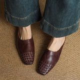 Women's Mule Shoes Square Toe Woven Detail Slip-On – Casual Boho