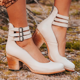 Women's Multi Strap Block Heels Closed Toe – Going Out