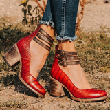 Women's Multi Strap Block Heels Closed Toe – Going Out