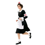 Women's Nurse Costume Peter Pan Collar Apron Set – Halloween Dress-Up Event