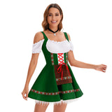 Women's Oktoberfest Costume Puff Sleeve Lace Up Apron – Halloween Festivities