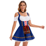 Women's Oktoberfest Costume Puff Sleeve Lace Up Apron – Halloween Festivities