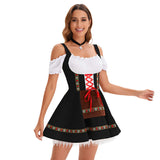 Women's Oktoberfest Costume Puff Sleeve Lace Up Apron – Halloween Festivities