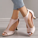 Women's Open Toe Cut Out Block Heels – Night Out