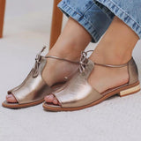 Women's Open Toe Flat Sandals Lace Tie Ankle Strap – Summer Casual