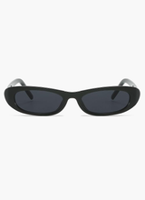 Women's Oval Sunglasses Black Narrow Frame Tinted Lens – Beach Vacation