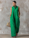 Women's Overall Wide Leg Stand Collar Sleeveless – Beach Vacation