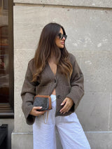 Women's Oversized Button Cardigan V-Neck Long Sleeve - Workwear