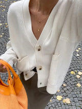 Women's Oversized Button Cardigan V-Neck Long Sleeve - Workwear