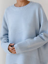 Women's Oversized Cable Knit Sweater Long Sleeve Round Neck – Brunch Date