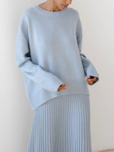 Women's Oversized Cable Knit Sweater Long Sleeve Round Neck – Brunch Date